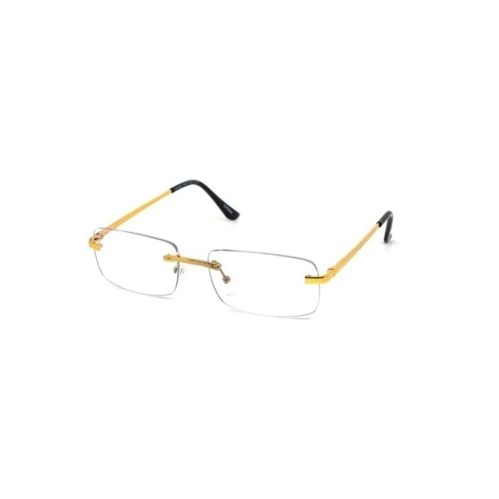 Women Sunglasses Fashion Rimless‎ Rectangle Gold Frame Clear Lens Hip Hop UV400